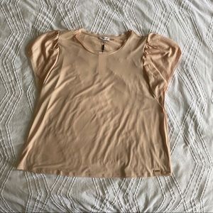 NWT Calvin Klein pink flutter sleeve blouse